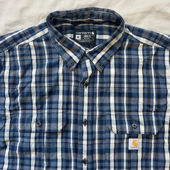 Carhartt Other - CARHARTT Button Up Shirt Mens Size XL Loose Fit Plaid Short Sleeve Work Utility